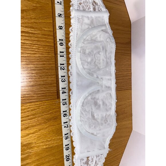 Aerie White Lace Strapless Bandeau Bra 32C Floral Pattern & Hook Closures NWOT - Picture 6 of 10
